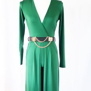 Emerald green romper dress